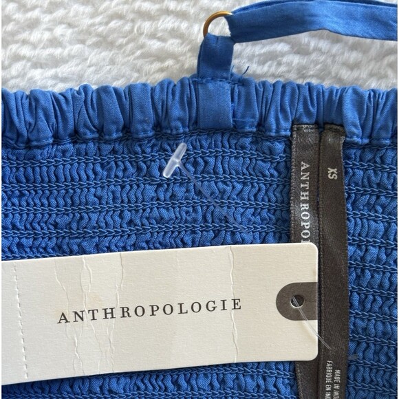 Anthropologie One Shoulder Cutwork Dress Sz XS Blue - Picture 6 of 9